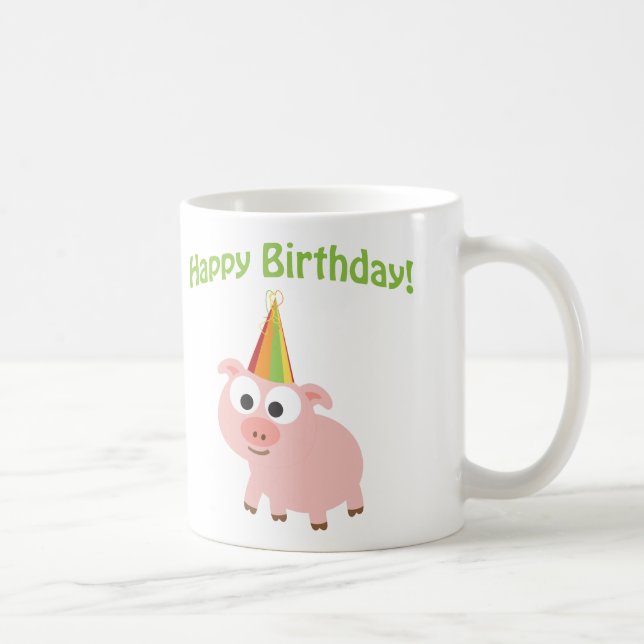 Grattis på födelsedagen! Cute Gris Kaffemugg (Höger)