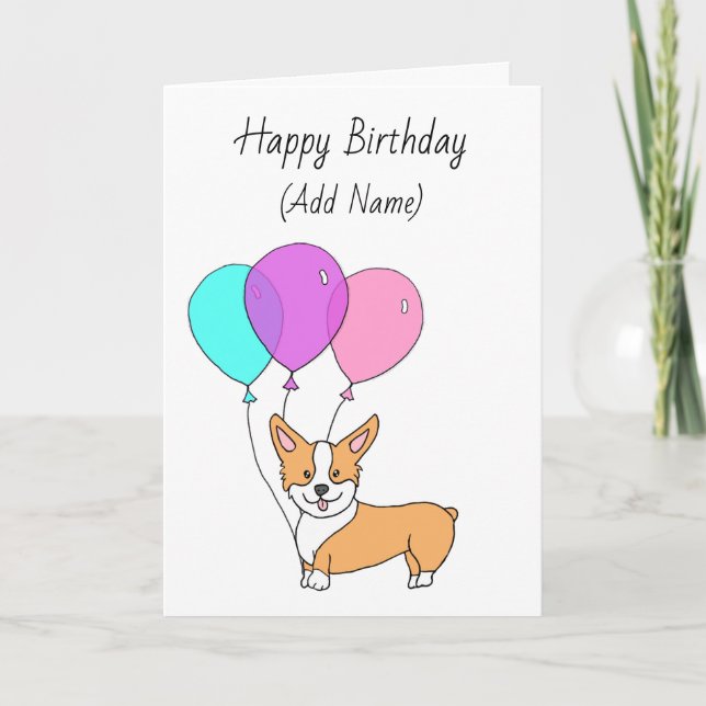 Grattis på födelsedagen Cute Hand plockade Corgi Kort (Framsida)
