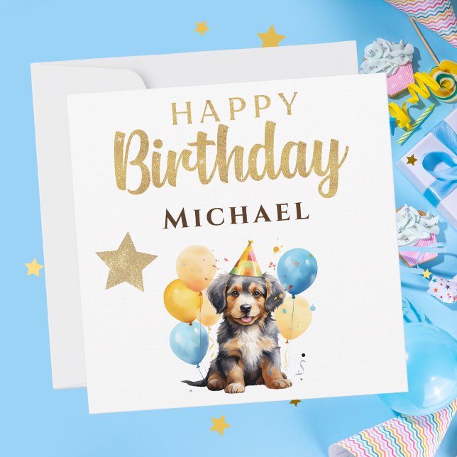 Grattis på födelsedagen Cute Hund Card Julkort (Happy Birthday Cute Dog Card)