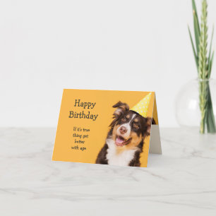 Grattis på födelsedagen Cute Hund Hämtar äldre Rol Kort