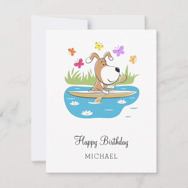 Grattis på födelsedagen Cute Hund Puppy Kayak Kaya (Framsida)