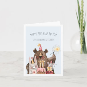 grattis på födelsedagen Cute Kids Party Animals Kort