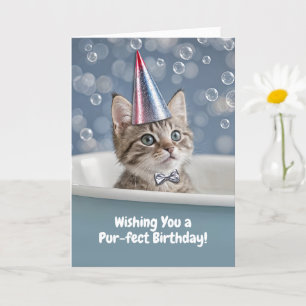 Grattis på födelsedagen Cute Kitten i Tub med Part Kort