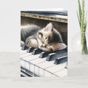 Grattis på födelsedagen Cute Kitten på Piano Nyc Kort
