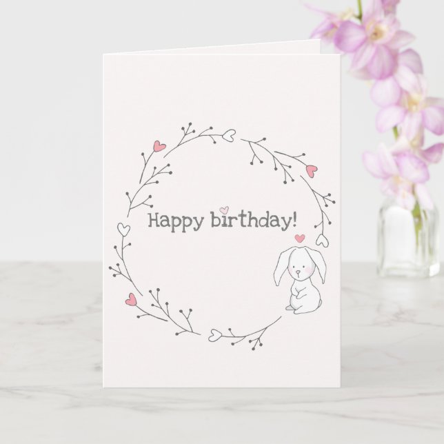 Grattis på födelsedagen! Cute Little Bunny Birthda Kort (Orkide)