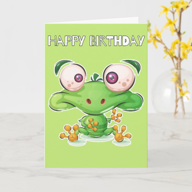 Grattis på födelsedagen | Cute Little Frog Kort (Gul blomma)