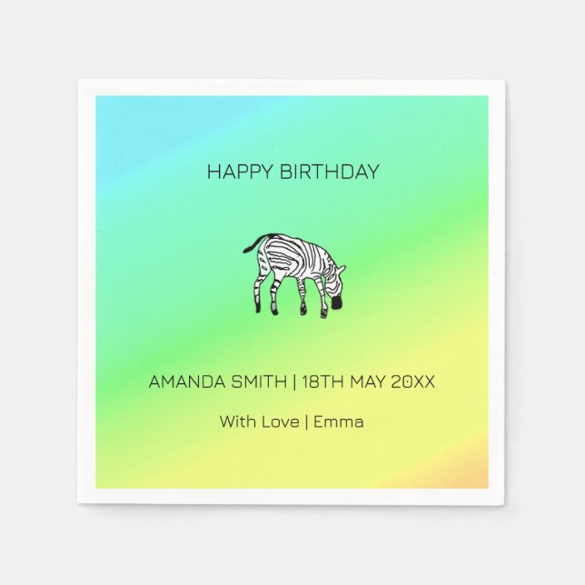 Grattis på födelsedagen, Cute Little Zebra Pappersservett (Framsidan)