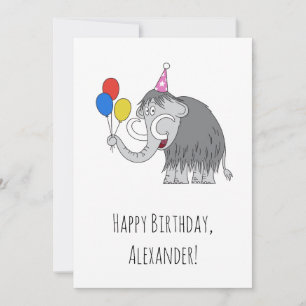 Grattis på födelsedagen Cute Mammoth-ballongkort