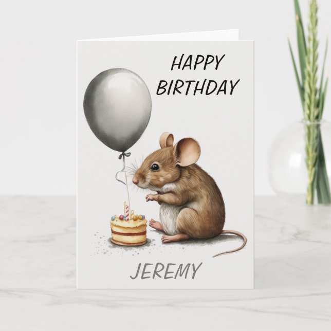 Grattis på födelsedagen Cute Mouse Personlig Kort (Framsida)