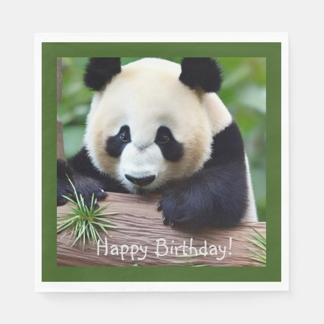 Grattis på födelsedagen Cute Panda Bear Pappersservett (Framsidan)