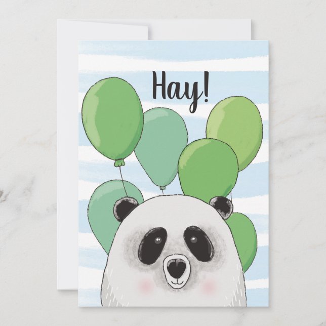 Grattis på födelsedagen. Cute panda. Blådjur av gr (Framsida)