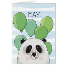 Grattis på födelsedagen. Cute panda. Blått djurkor