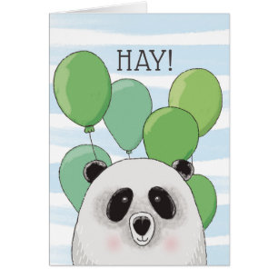Grattis på födelsedagen. Cute panda. Blått djurkor Hälsningskort