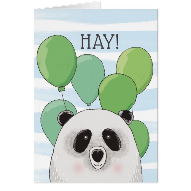 Grattis på födelsedagen. Cute panda. Blått djurkor Hälsningskort (Framsidan)