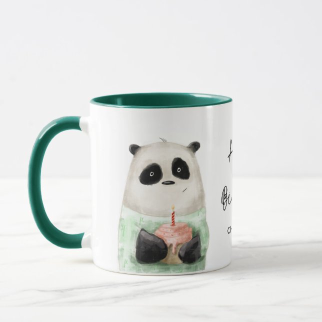 Grattis på födelsedagen Cute Panda Cake Personlig  Mugg (Vänster)