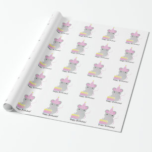 Grattis på födelsedagen Cute Party Mouse Presentpapper