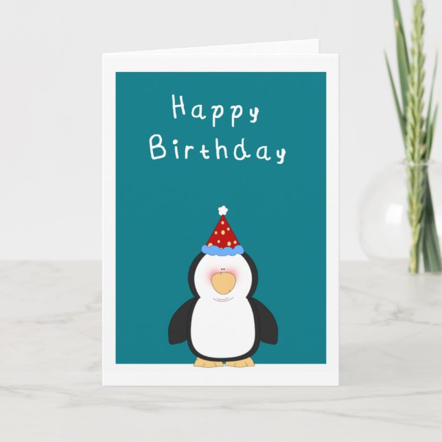Grattis på födelsedagen Cute penguin Kort (Framsida)