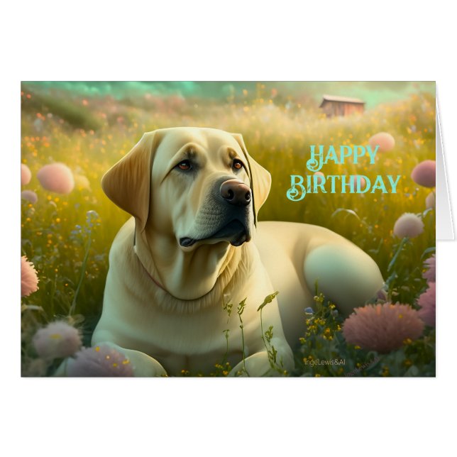 Grattis på födelsedagen Cute Pet Labrador Hund Lan Hälsningskort (Framsidan Horizontal)