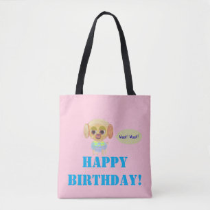 Grattis på födelsedagen Cute Puppy Tote Tygkasse