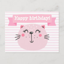 Grattis på födelsedagen! Cute Rosa Cat - Barns föd