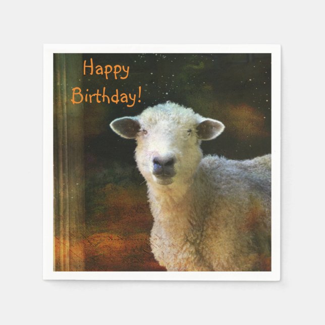 Grattis på födelsedagen Cute Sheep Pappersservett (Framsidan)