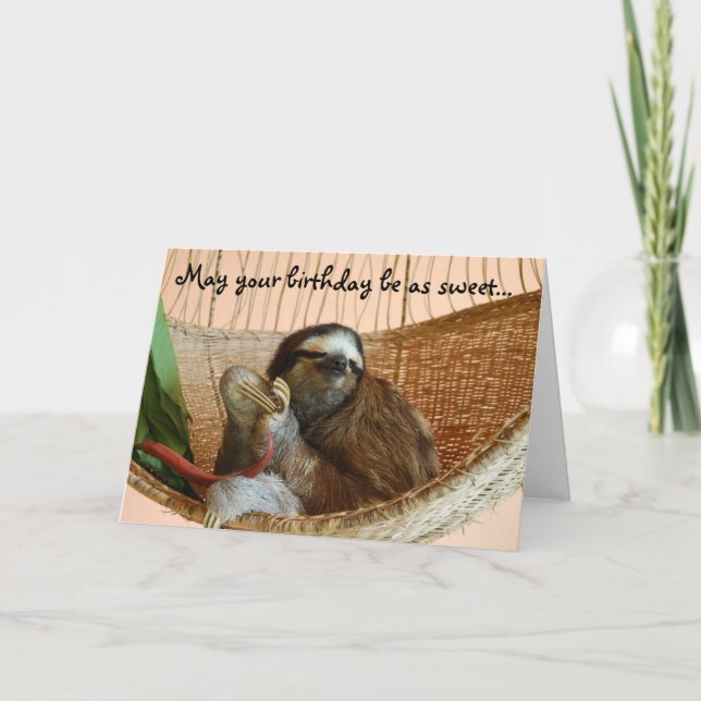 Grattis på födelsedagen Cute Sloth Kort (Framsida)