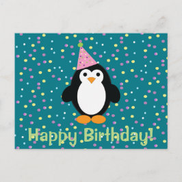 Grattis på födelsedagen Cute Tecknad Party Penguin Vykort
