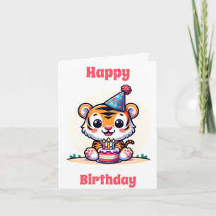 Grattis på födelsedagen Cute Tiger Unge Kort
