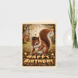 Grattis på födelsedagen Cute Vintage Squirrel Kort