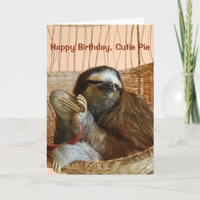 Grattis på födelsedagen Cutie Paj Sloth Kort (Framsida)
