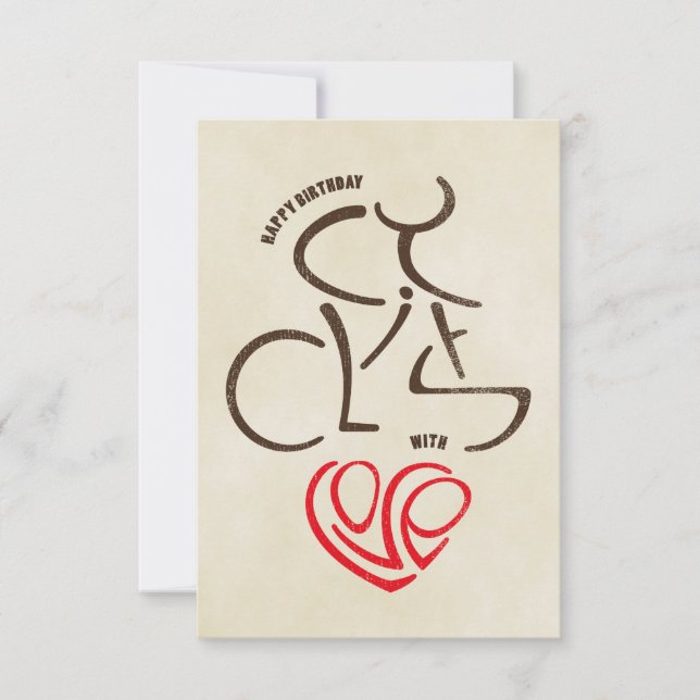 Grattis på födelsedagen cyklist med Kärlek Kort (Framsida)
