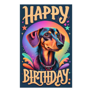 Grattis på födelsedagen Dachshund Fototryck