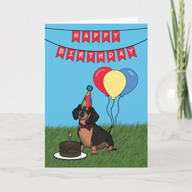 Grattis på födelsedagen Dachshund Hund Card Kort (Framsida)