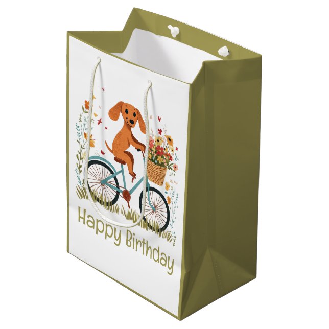 Grattis på födelsedagen Dachshund Hund Cykling Vår (Framsidan Vinklad)