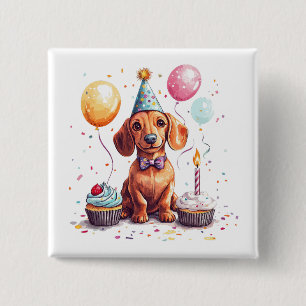 Grattis på födelsedagen Dachshund Hund Knapp