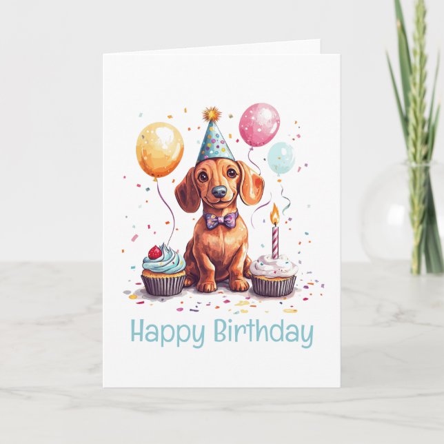 Grattis på födelsedagen Dachshund Hund  Kort (Framsida)