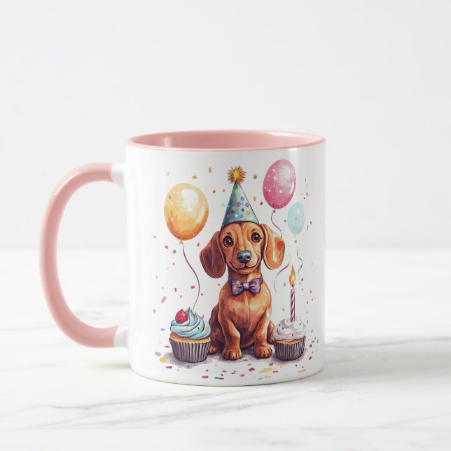 Grattis på födelsedagen Dachshund Hund  Mugg (Vänster)