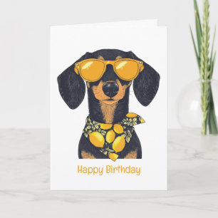 Grattis på födelsedagen Dachshund Hund Sunglasses Kort