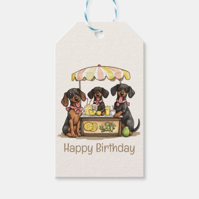 Grattis på födelsedagen Dachshund Hundar Lemonade  Presentetikett (Framsidan)