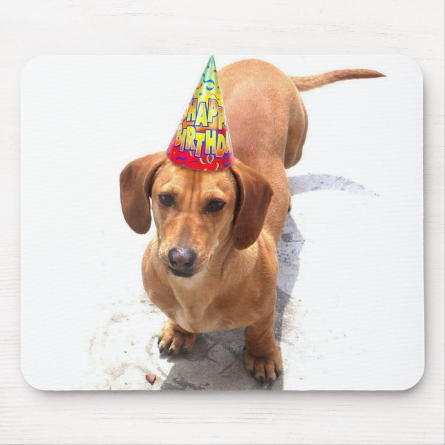 Grattis på födelsedagen Dachshund Mousepad Musmatta (Framsidan)