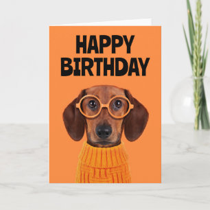 Grattis på födelsedagen Dachshund Orange Tröja Kort