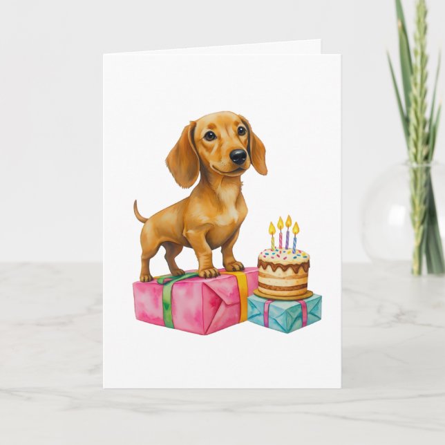 Grattis på födelsedagen dachshund valp hund pappa  kort (Framsida)