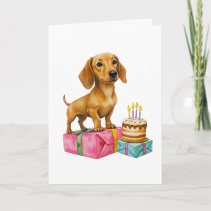 Grattis på födelsedagen dachshund valp hund pappa kort