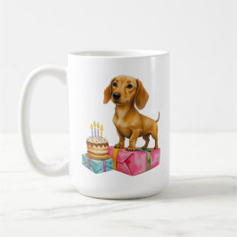 Grattis på födelsedagen dachshund valp pappa mamma kaffemugg