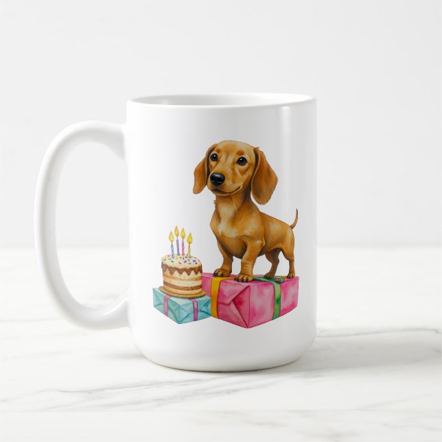 Grattis på födelsedagen dachshund valp pappa mamma kaffemugg (Vänster)