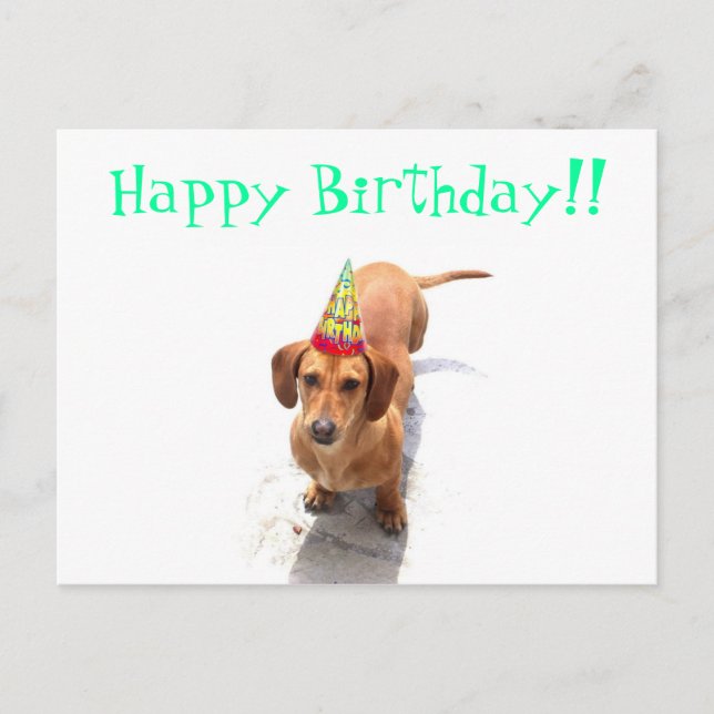Grattis på födelsedagen Dachshund-vykort Vykort (Framsida)