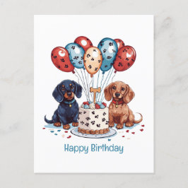 Grattis på födelsedagen Dachshundhundar Vykort