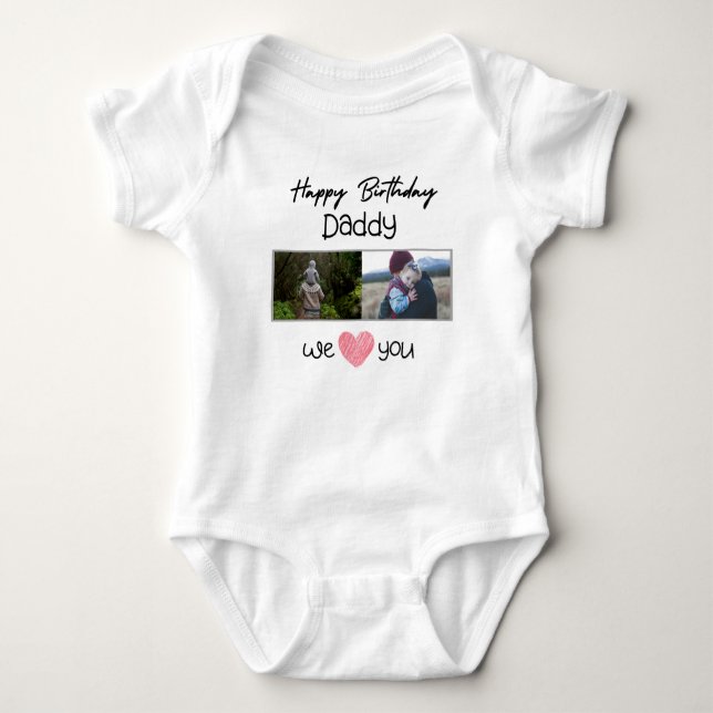 GRATTIS PÅ FÖDELSEDAGEN DADDY ANPASSNINGSBAR-FOTO  T SHIRT (Framsida)