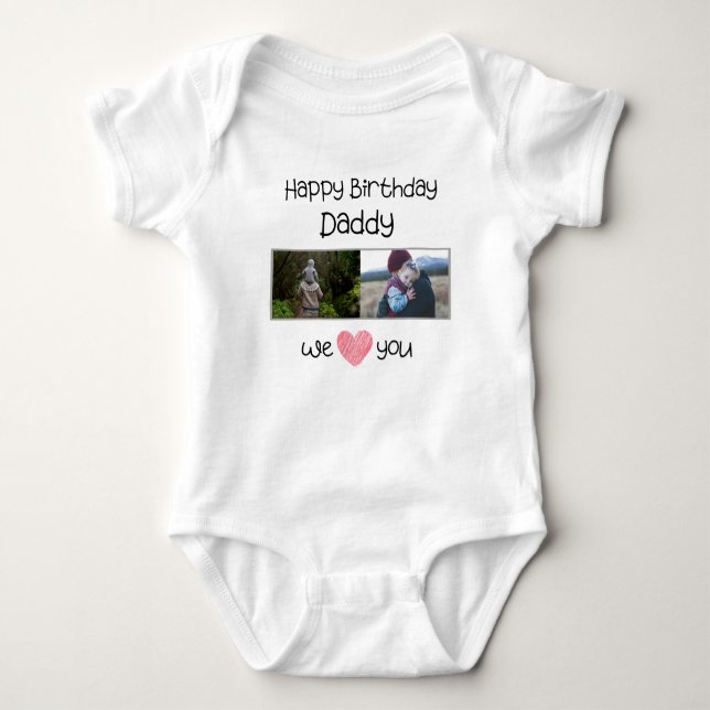 GRATTIS PÅ FÖDELSEDAGEN DADDY ANPASSNINGSBAR-FOTO  T SHIRT (Framsida)