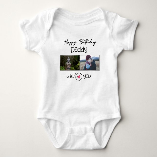 GRATTIS PÅ FÖDELSEDAGEN DADDY ANPASSNINGSBAR-FOTO  T SHIRT (Framsida)